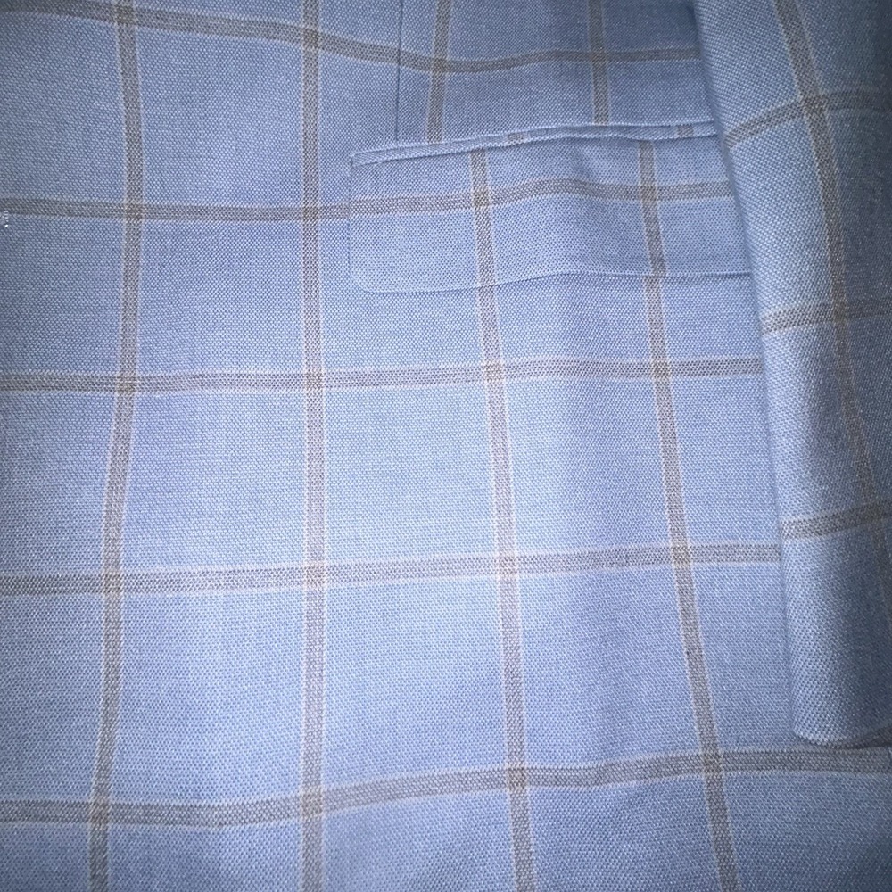 Crown and Ivy Sport Coat 46R  Blue Windowpane Blazer Mens NWT Summer Wedding - Picture 2 of 16